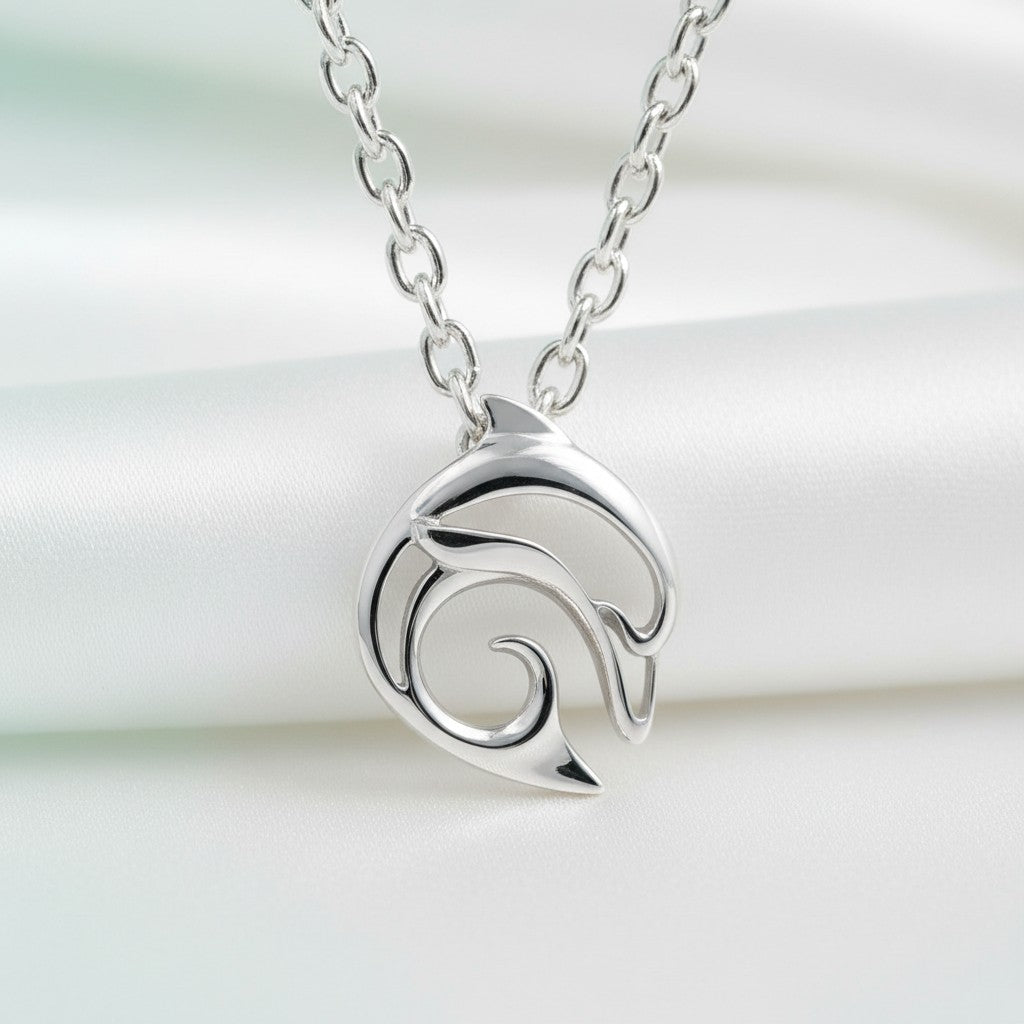 "Flipper" Dolphin Necklace – Mini Sterling Collection - Silver - Big Blue