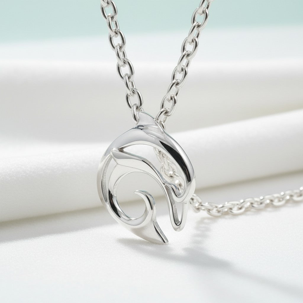 "Flipper" Dolphin Necklace – Mini Sterling Collection - Silver - Big Blue