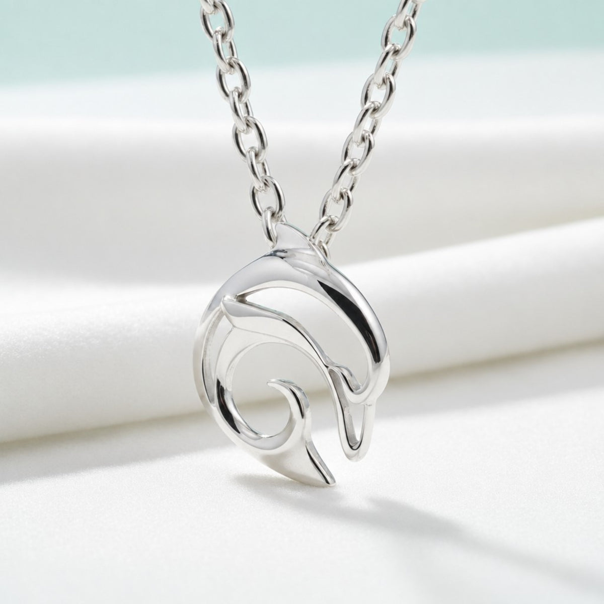 "Flipper" Dolphin Necklace – Mini Sterling Collection - Silver - Big Blue