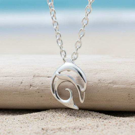 "Flipper" Dolphin Necklace – Mini Sterling Collection - Silver - Big Blue