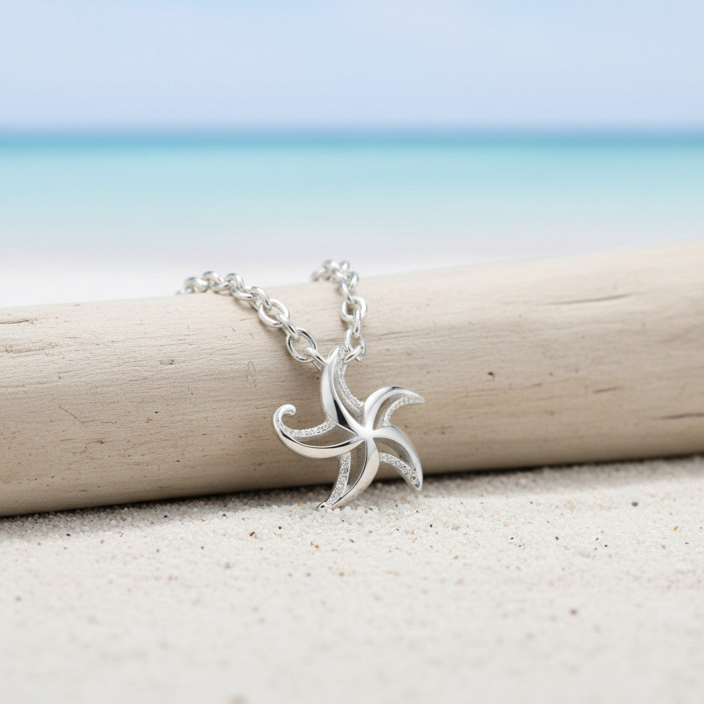 Mini Starfish Necklace - "Starry" – Sterling Silver - Big Blue