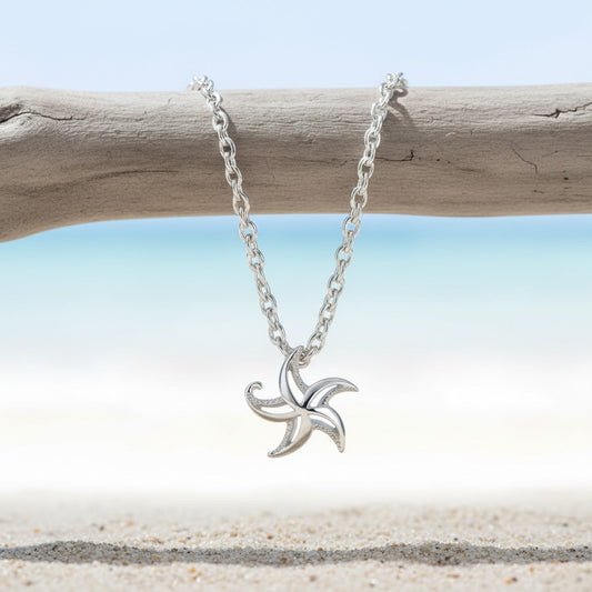 Mini Starfish Necklace - "Starry" – Sterling Silver - Big Blue