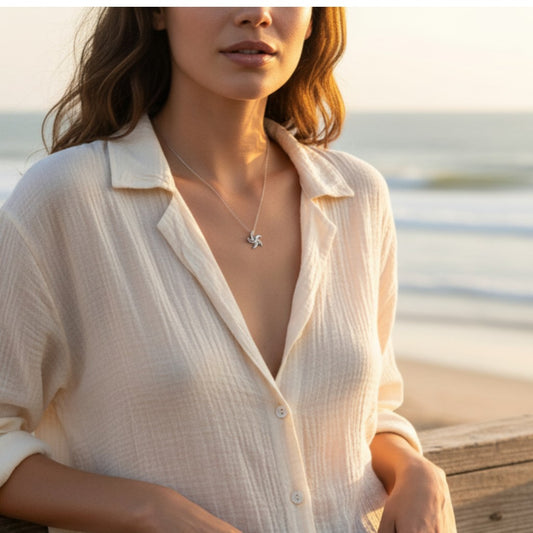 Mini Starfish Necklace - "Starry" – Sterling Silver - Big Blue