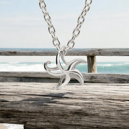 Starfish Necklace Sterling Silver for Women- Small Seastar Necklaces, Small Starfish Charms, Seastar Jewelry Sterling Silver, Beach Necklaces - Big Blue