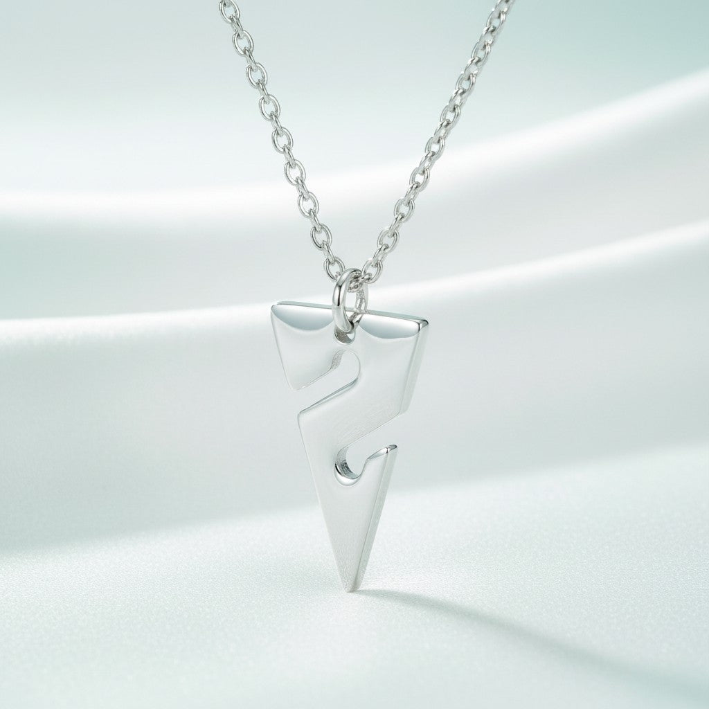 Mini Line Arrow Necklace – Cave Diving Collection - Sterling Silver on Magic Cable Chain - Big Blue