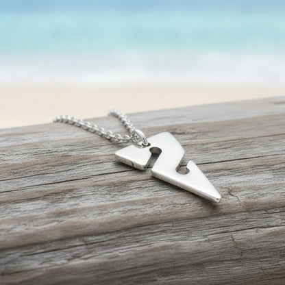 Mini Line Arrow Necklace – Cave Diving Collection - Sterling Silver on Magic Cable Chain - Big Blue