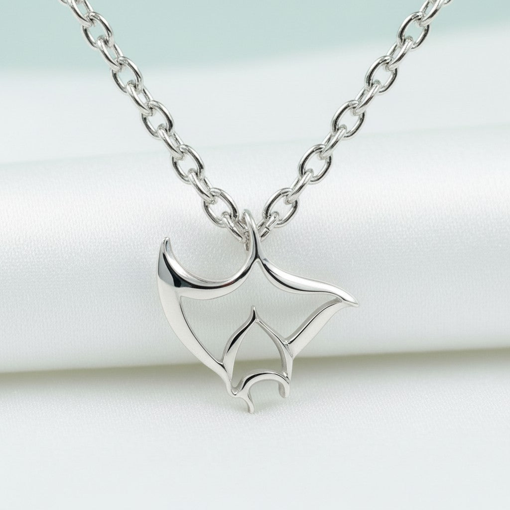 Mini "Big Ray" Manta Ray Necklace – Mini Sterling Collection – Sterling Silver - Big Blue