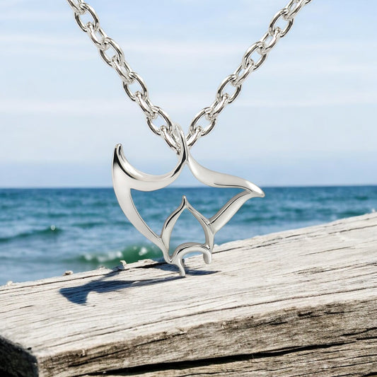 Manta Ray Necklaces for Women Sterling Silver- Stingray Necklaces for Girls, Sterling Silver Stingray Necklace, Manta Ray Charms - Big Blue
