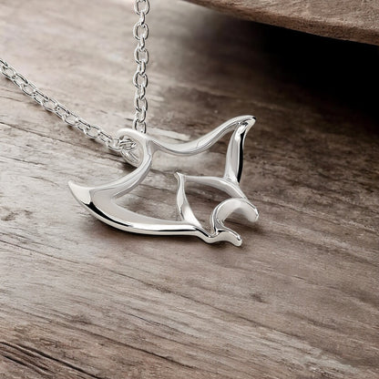 Manta Ray Necklaces for Women Sterling Silver- Stingray Necklaces for Girls, Sterling Silver Stingray Necklace, Manta Ray Charms - Big Blue
