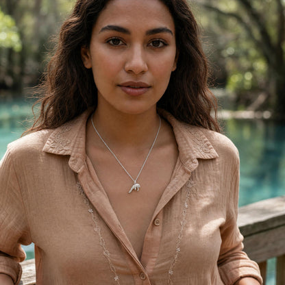Manatee Necklace - Mini Sterling Collection - Sterling Silver on Cable Chain
