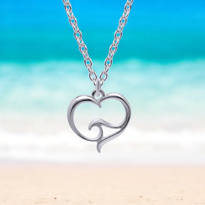 Ocean Wave Necklace Sterling Silver- Heart of the Ocean Pendant, Ocean Lover Gifts, Sea Life Jewelry - Big Blue