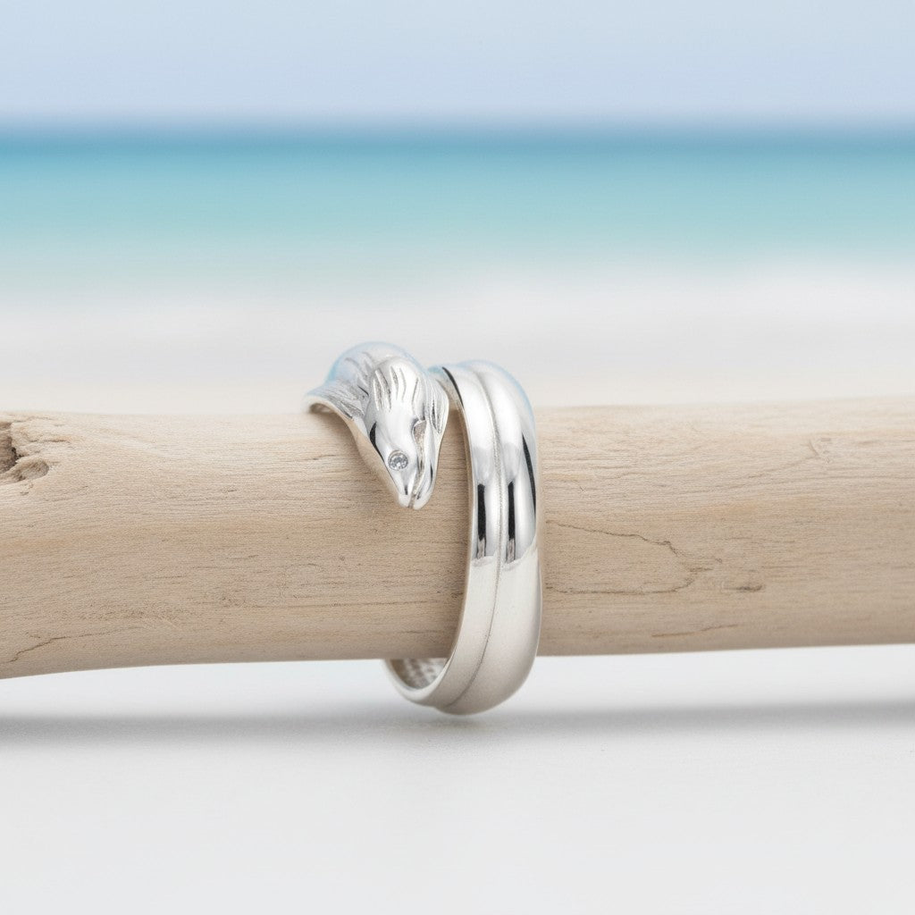 Moray Eel Adjustable Ring – Sea Life Collection - Sterling Silver - Big Blue