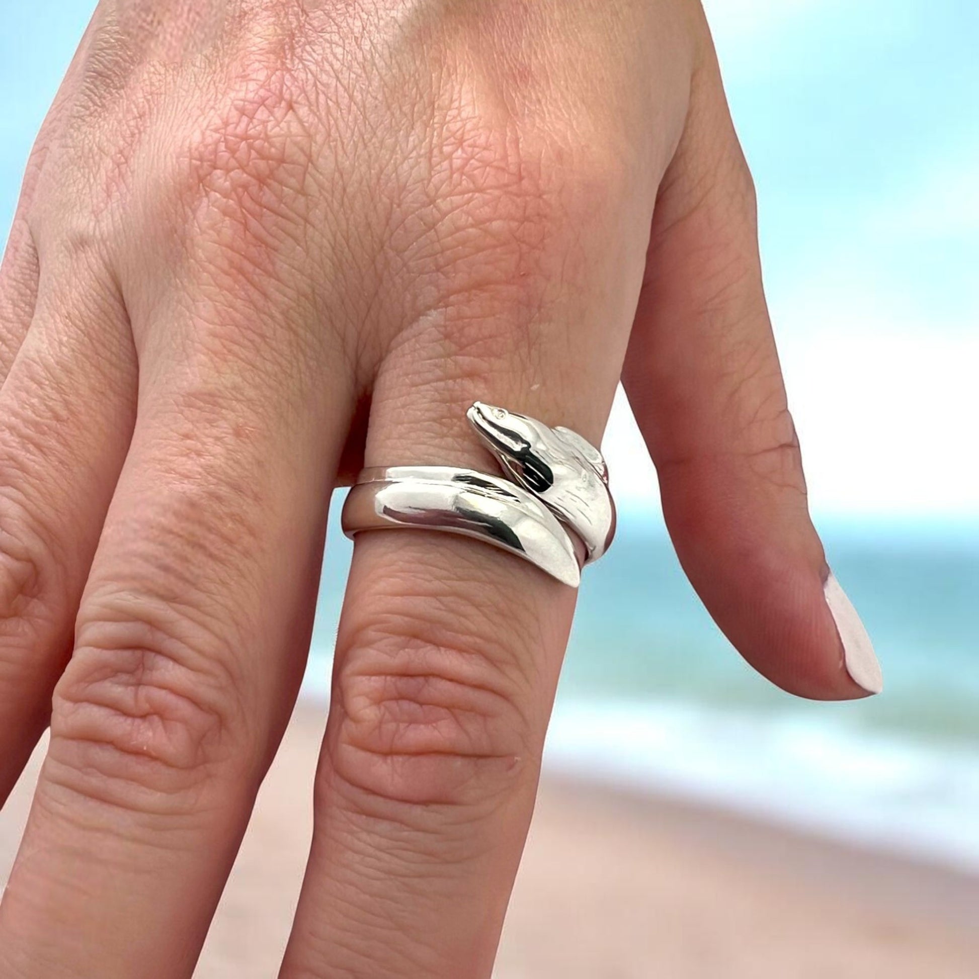Moray Eel Adjustable Ring – Sea Life Collection - Sterling Silver - Big Blue
