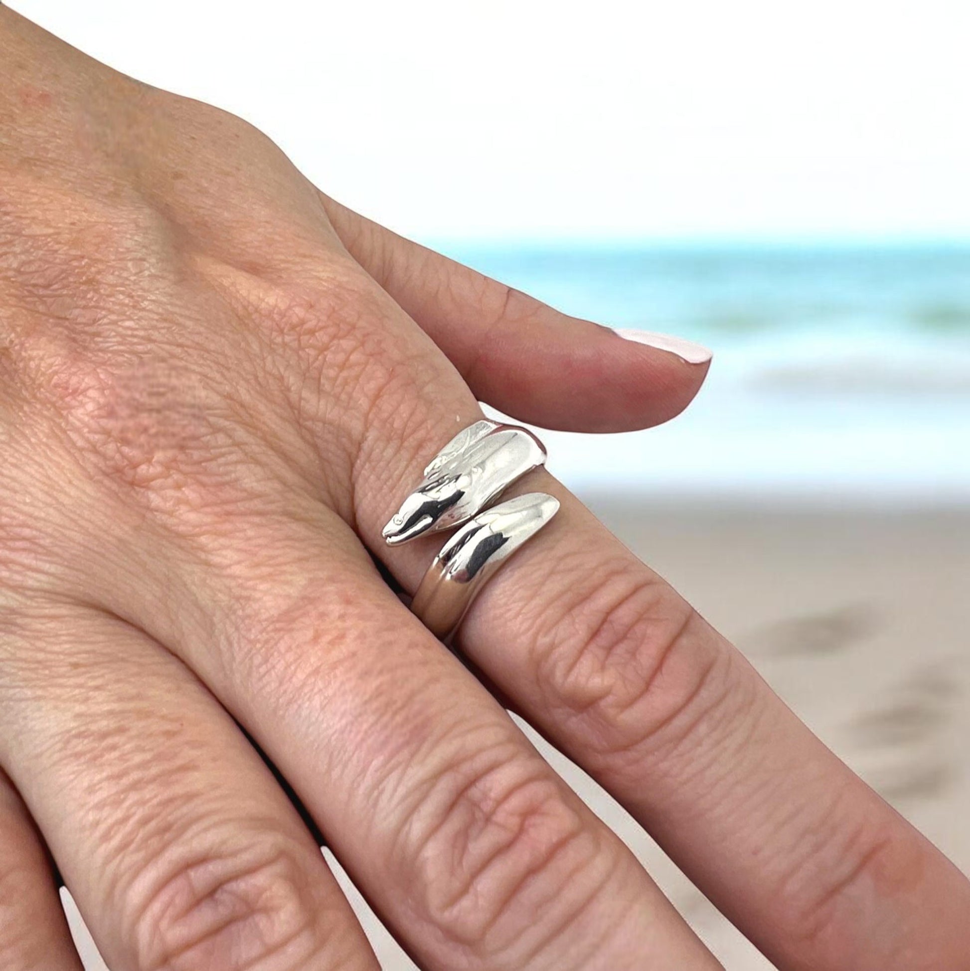 Moray Eel Adjustable Ring – Sea Life Collection - Sterling Silver - Big Blue