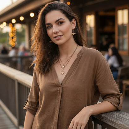 Manta Ray Drop Earrings – Sealife Collection - Bronze