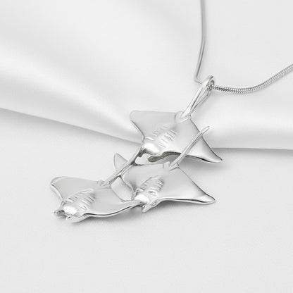 Manta Ray Necklace  – Ocean in Motion Collection – Sterling Silver - Big Blue