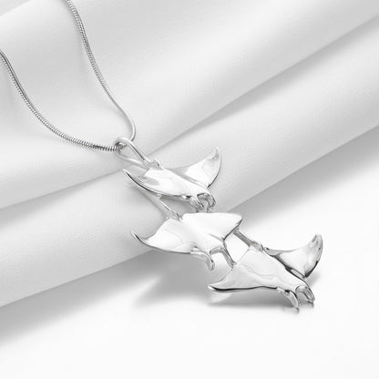 Manta Ray Necklace  – Ocean in Motion Collection – Sterling Silver - Big Blue
