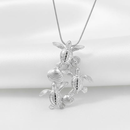 Baby Sea Turtle Hatchling Necklace - Ocean In Motion Collection - Sterling Silver - Big Blue