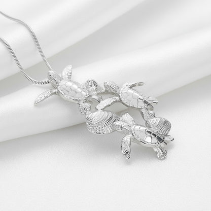 Baby Sea Turtle Hatchling Necklace - Ocean In Motion Collection - Sterling Silver - Big Blue