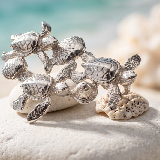 Baby Sea Turtle Hatchling Necklace - Ocean In Motion Collection - Sterling Silver - Big Blue