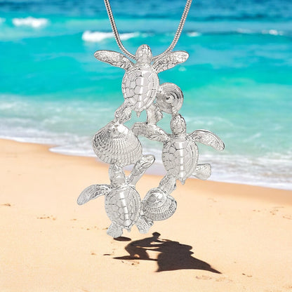 Baby Sea Turtle Necklace Sterling Silver- Hatchling Sea Turtle Necklace for Women| Sea Turtle Pendant | Hatchling Charm | Unique Gift for Turtle Lover - Big Blue