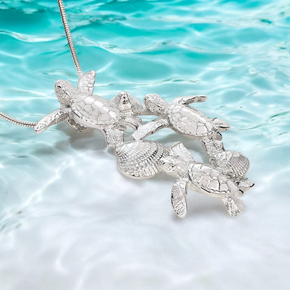 Baby Sea Turtle Necklace Sterling Silver- Hatchling Sea Turtle Necklace for Women| Sea Turtle Pendant | Hatchling Charm | Unique Gift for Turtle Lover - Big Blue