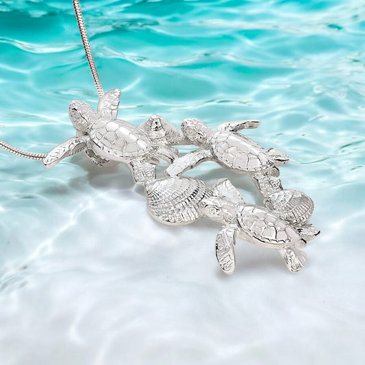 Baby Sea Turtle Necklace Sterling Silver- Hatchling Sea Turtle Necklace for Women| Sea Turtle Pendant | Hatchling Charm | Unique Gift for Turtle Lover - Big Blue