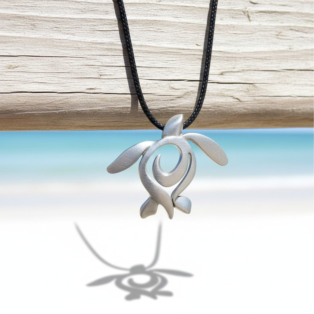Sea Turtle Necklace – Ocean Traveler Collection - Recycled Pewter on C