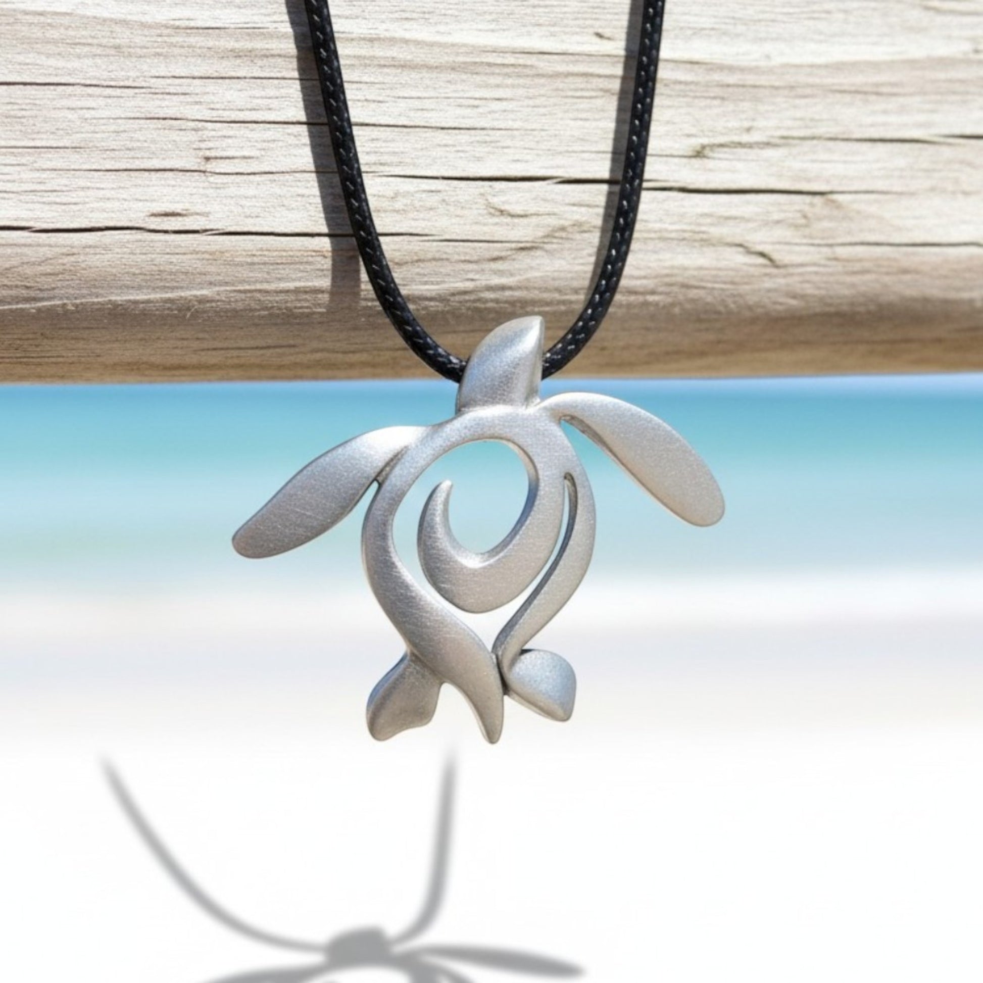 Sea Turtle Necklace – Ocean Traveler Collection - Recycled Pewter on Cotton Cord - Big Blue