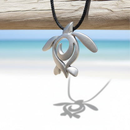 Sea Turtle Necklace – Ocean Traveler Collection - Recycled Pewter on Cotton Cord - Big Blue
