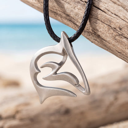 Shark Necklace - "Frenzy" - Pewter on Cord