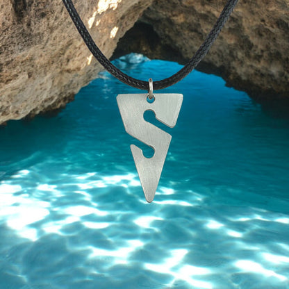 Cave Diving Pewter Pendant Necklace- Line Arrow Charm | Cave Diver Line Marker For Men and Women | Gifts For Divers - Big Blue
