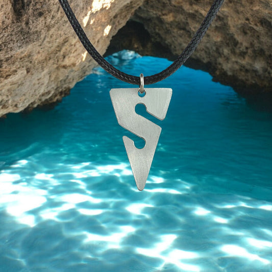 Cave Diving Pewter Pendant Necklace- Line Arrow Charm | Cave Diver Line Marker For Men and Women | Gifts For Divers - Big Blue