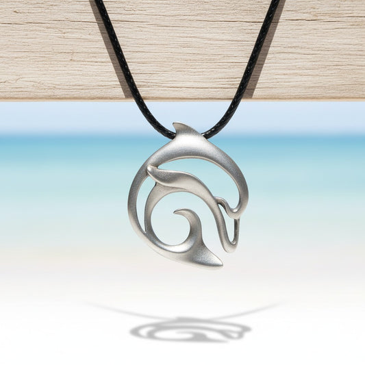 Dolphin Cord Necklace – "Flipper" – Pewter - Big Blue