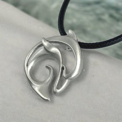 Dolphin Necklace Pewter Pendant- Dolphin Gift for Women and Men, Dolphin Necklaces, Gifts for Dolphin Lovers, Sea Life Jewelry, Dolphin Charm - Big Blue