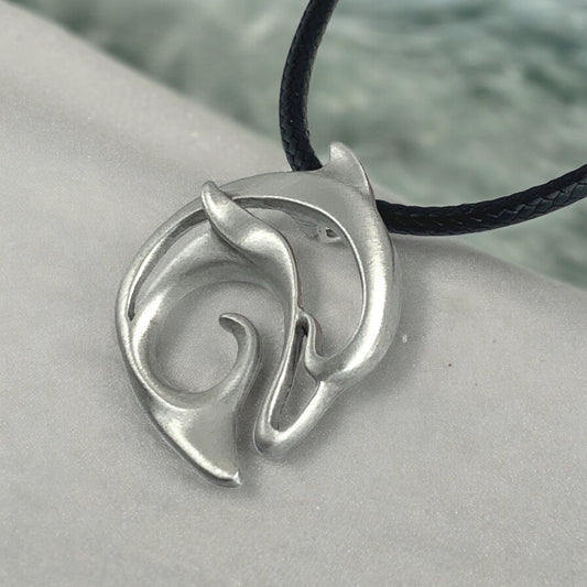 Dolphin Necklace Pewter Pendant- Dolphin Gift for Women and Men, Dolphin Necklaces, Gifts for Dolphin Lovers, Sea Life Jewelry, Dolphin Charm - Big Blue