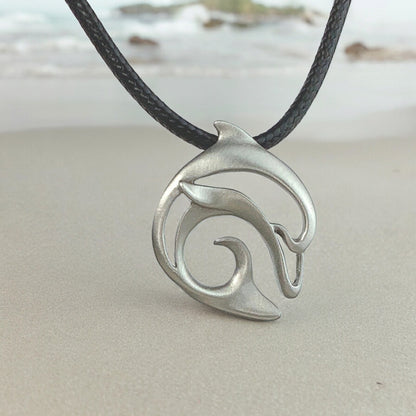 Dolphin Necklace Pewter Pendant- Dolphin Gift for Women and Men, Dolphin Necklaces, Gifts for Dolphin Lovers, Sea Life Jewelry, Dolphin Charm - Big Blue