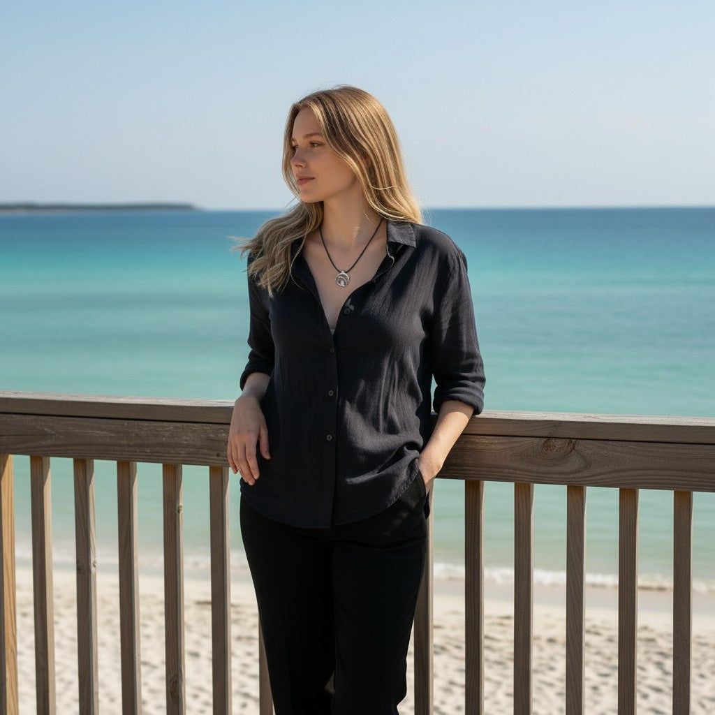 Dolphin Cord Necklace – "Flipper" – Pewter - Big Blue