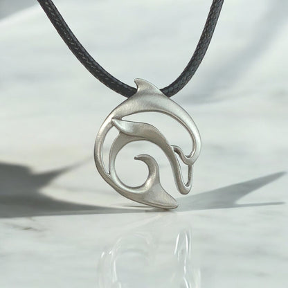 Dolphin Necklace Pewter Pendant- Dolphin Gift for Women and Men, Dolphin Necklaces, Gifts for Dolphin Lovers, Sea Life Jewelry, Dolphin Charm - Big Blue