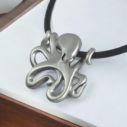 Octopus Necklace Pewter Pendant- Octopus Gift for Women and Men, Octopus Necklaces, Gift for Octopus Lover, Sea Life Jewelry for Divers, Octopus Charm - Big Blue