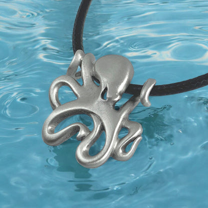Octopus Necklace Pewter Pendant- Octopus Gift for Women and Men, Octopus Necklaces, Gift for Octopus Lover, Sea Life Jewelry for Divers, Octopus Charm - Big Blue