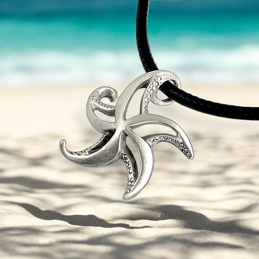 Starfish Necklace Pendant- Beach Theme Gift for Women, Sea Star Necklace, Gifts for Beach Lovers, Sea Life Jewelry for Ocean Lovers, Starfish Charm - Big Blue