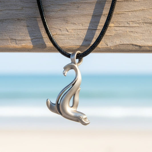 Sea Lion Cord Necklace – "Salty" - Pewter Pendant - Big Blue
