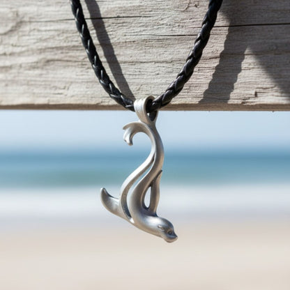 Sea Lion Cord Necklace – "Salty" - Pewter Pendant - Big Blue