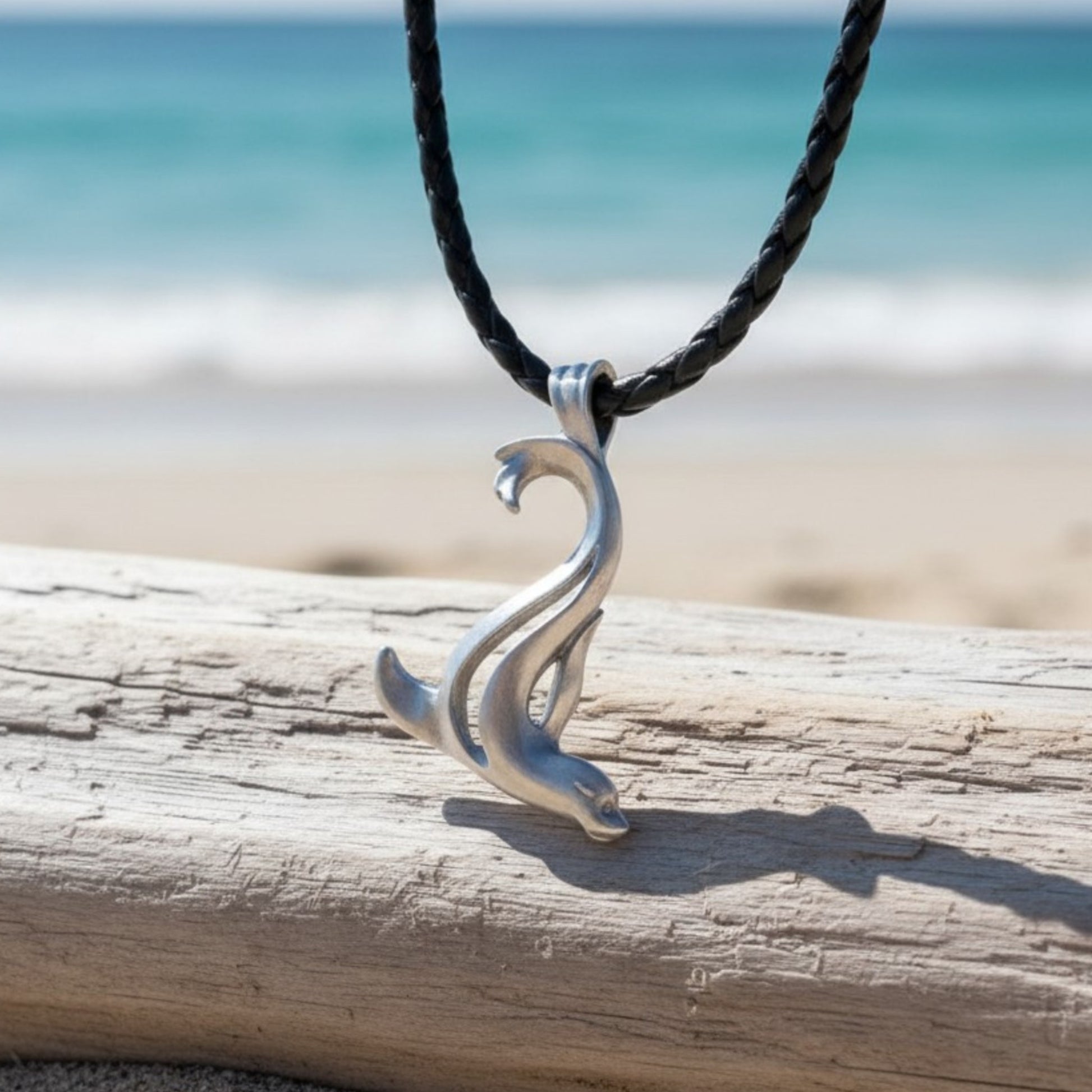 Sea Lion Cord Necklace – "Salty" - Pewter Pendant - Big Blue