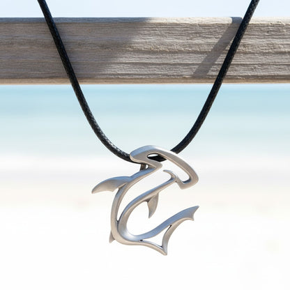 Hammerhead Shark Necklace – “The Hammer” - Pewter Pendant on Cord - Big Blue