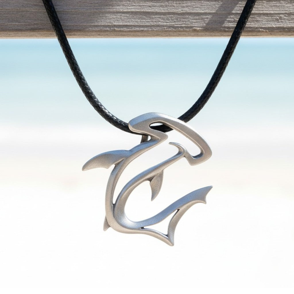 Hammerhead Shark Necklace – “The Hammer” - Pewter Pendant on Cord