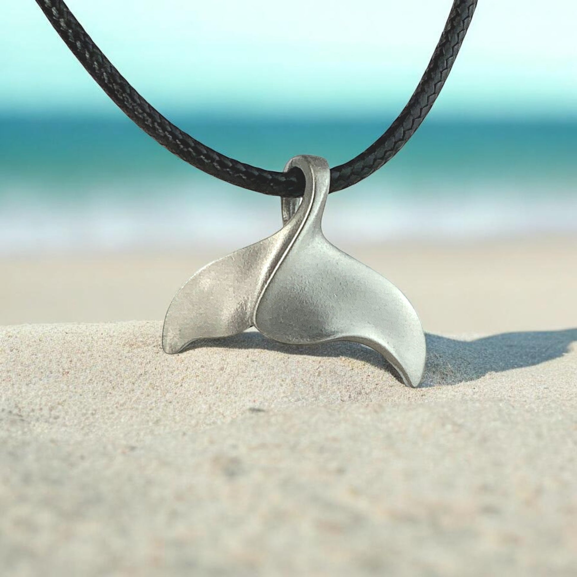 Whale Tail / Fluke Pendant – Sealife Collection - Recycled Pewter on Cotton Cord - Big Blue