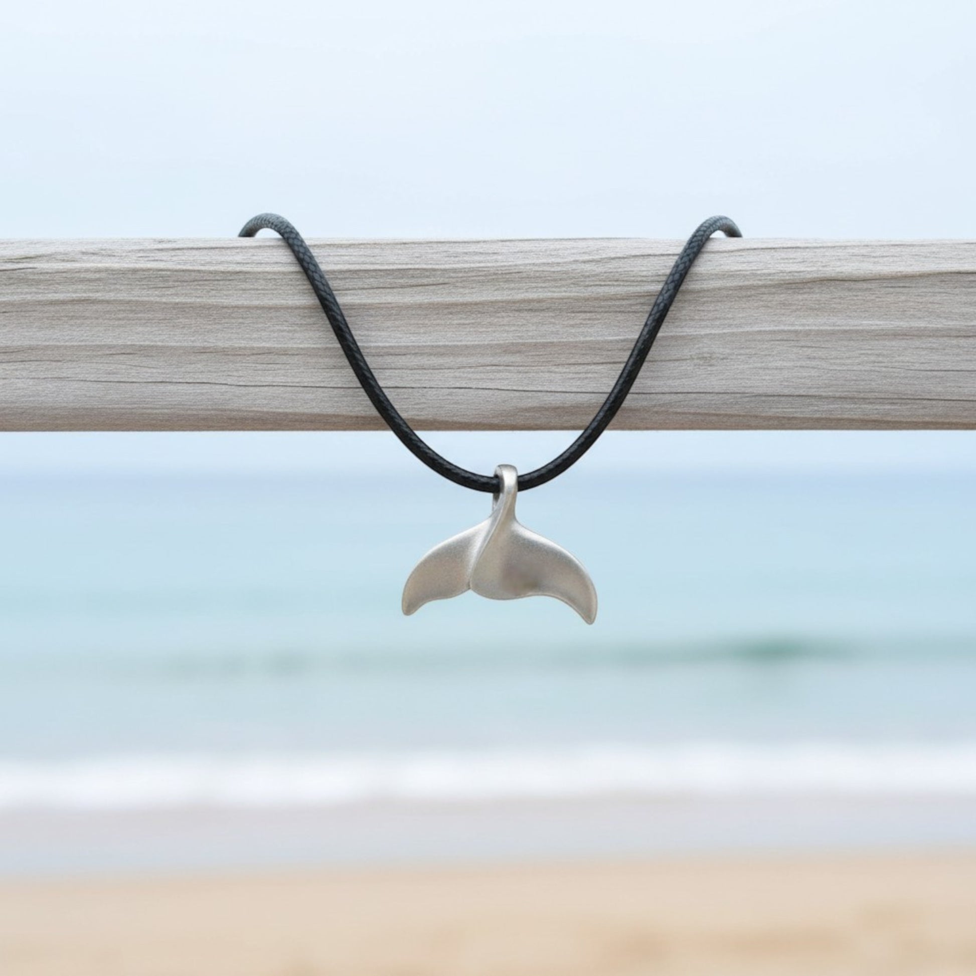 Whale Tail / Fluke Pendant – Sealife Collection - Recycled Pewter on Cotton Cord - Big Blue