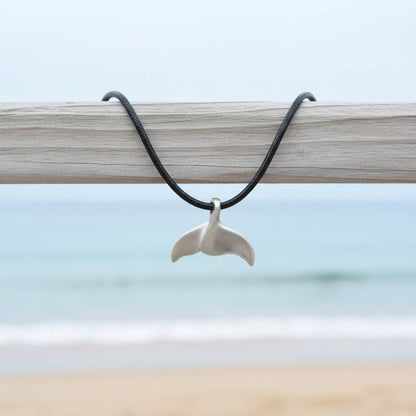 Whale Tail / Fluke Pendant – Sealife Collection - Recycled Pewter on Cotton Cord - Big Blue